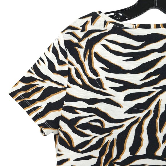 Chicos Zenergy T Shirt Womens 1 US 8/10 Tiger Animal Print Side Slit Stretch - Picture 14 of 16